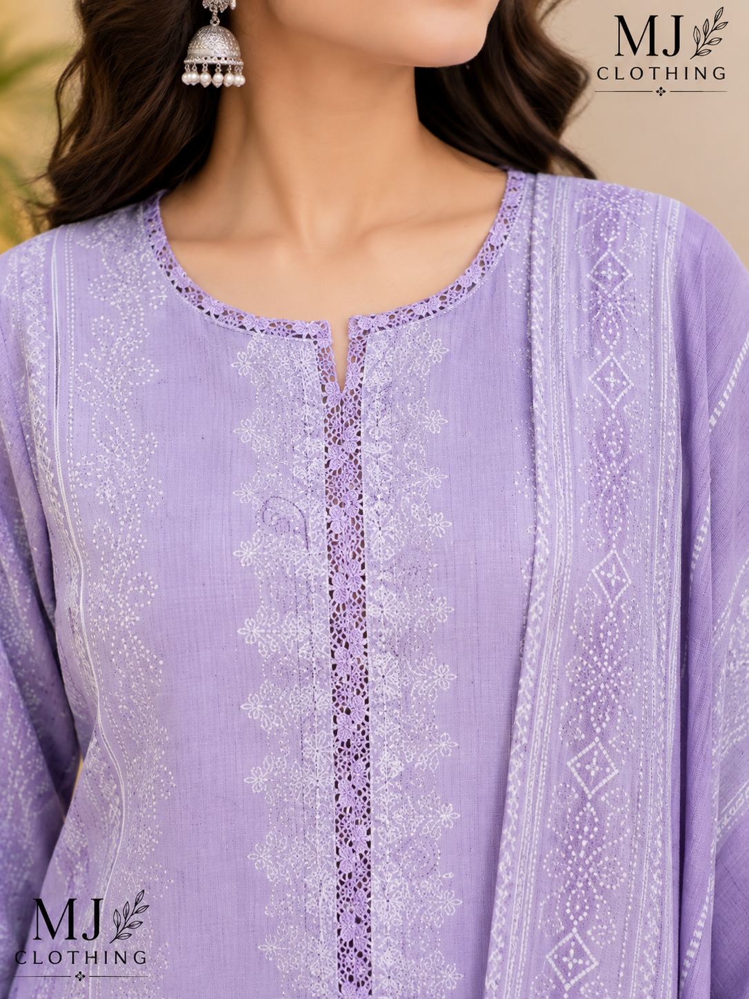 MJ Clothing | Luxury Lavender 3 Piece Stitched Suit – Premium Casual Wear Collection