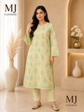 Pastel Bloom 2-Piece Printed Lawn Suit – Soft Pistachio Green - MJ Clothing