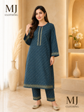 Midnight Blue Printed 2 Piece Suit for Women | MJ Clothing