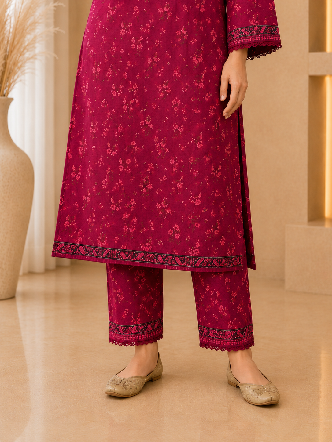 MJ Ruby Blossom – 2 Piece Printed Lawn Suit