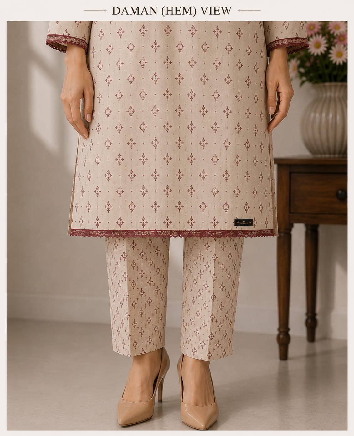 MJ Clothing Classic Beige Printed Co-Ord Set