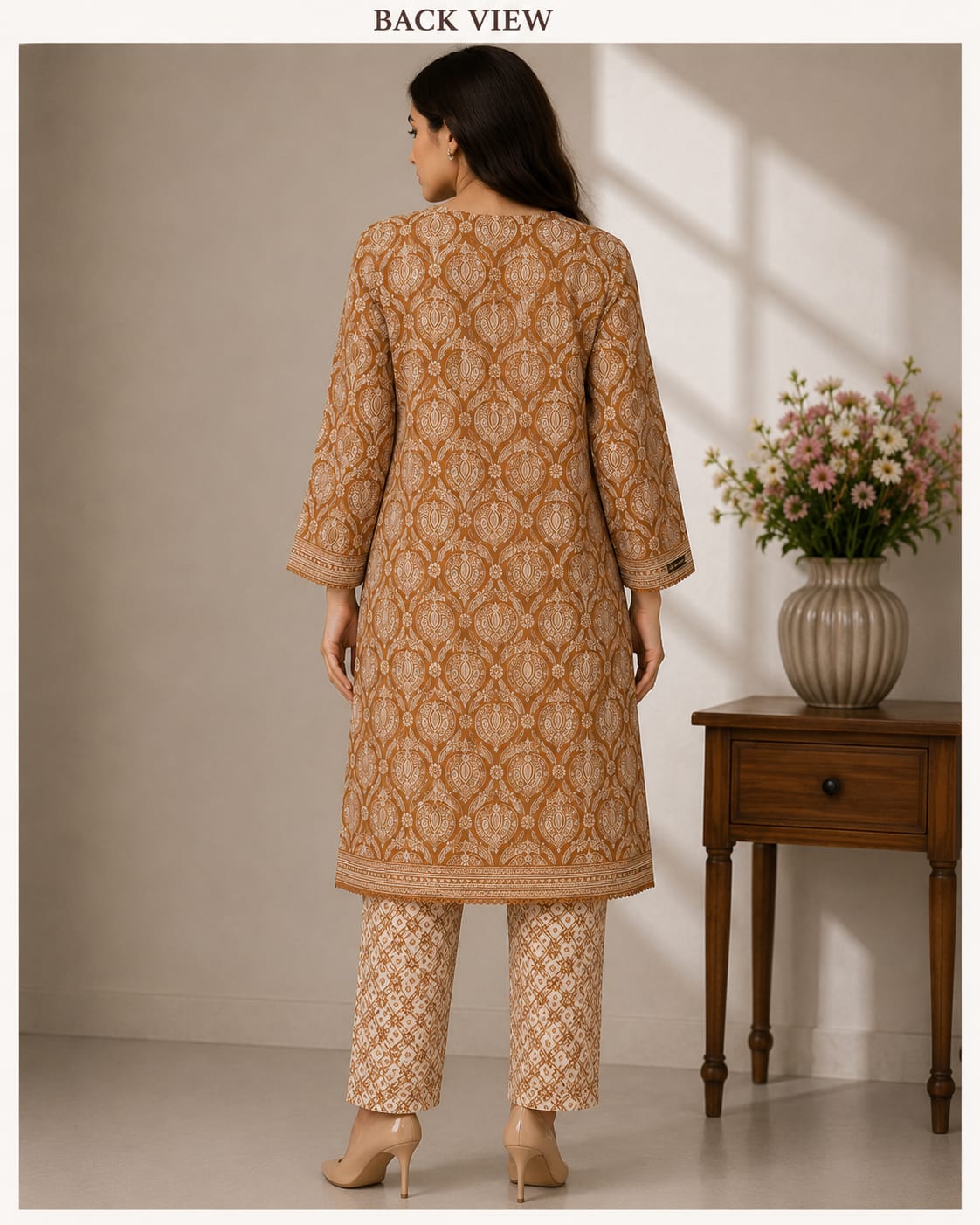 MJ Clothing Mustard Printed 2-Piece Suit