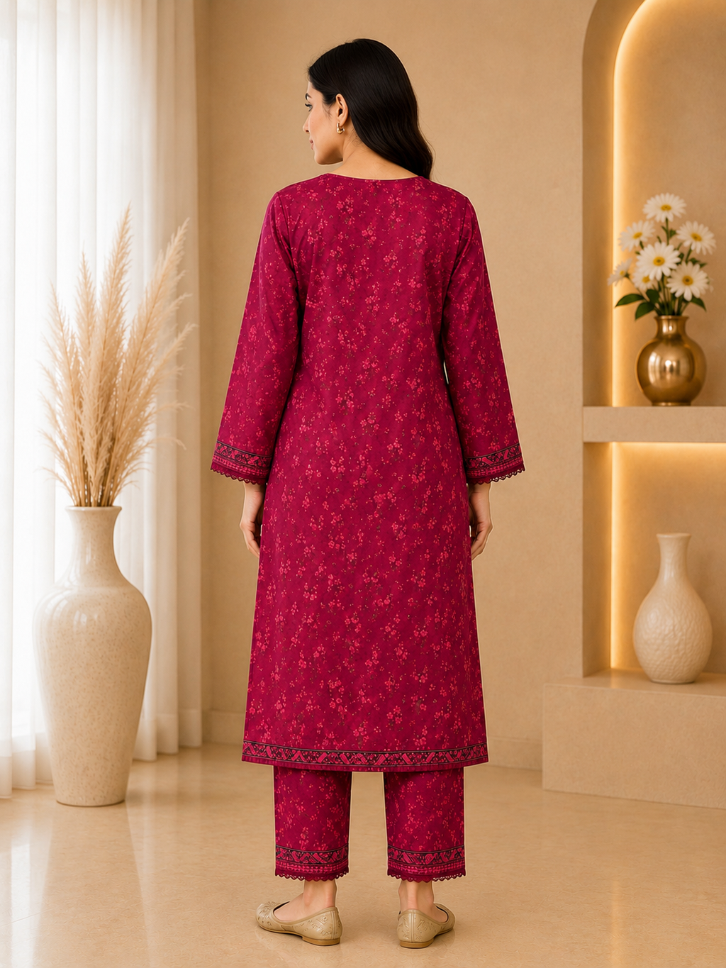 MJ Ruby Blossom – 2 Piece Printed Lawn Suit
