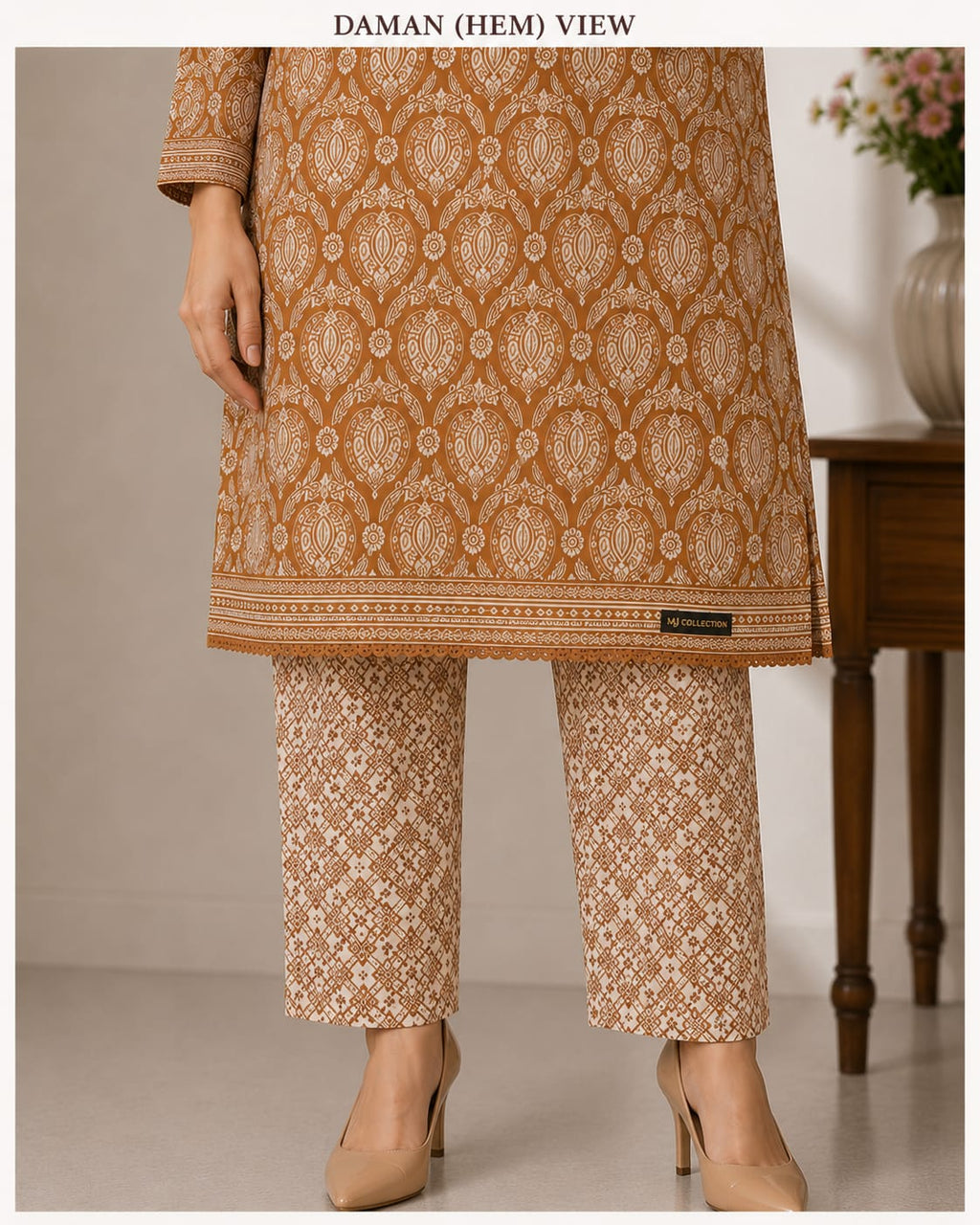 MJ Clothing Mustard Printed 2-Piece Suit