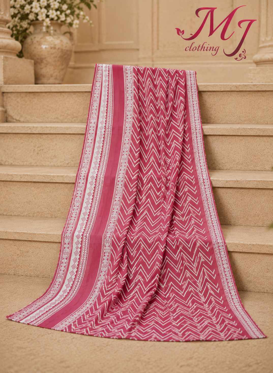 🌸 MJ Clothing | Pink Floral Printed Kurta Set – Casual Wear & Festive Wear ✨