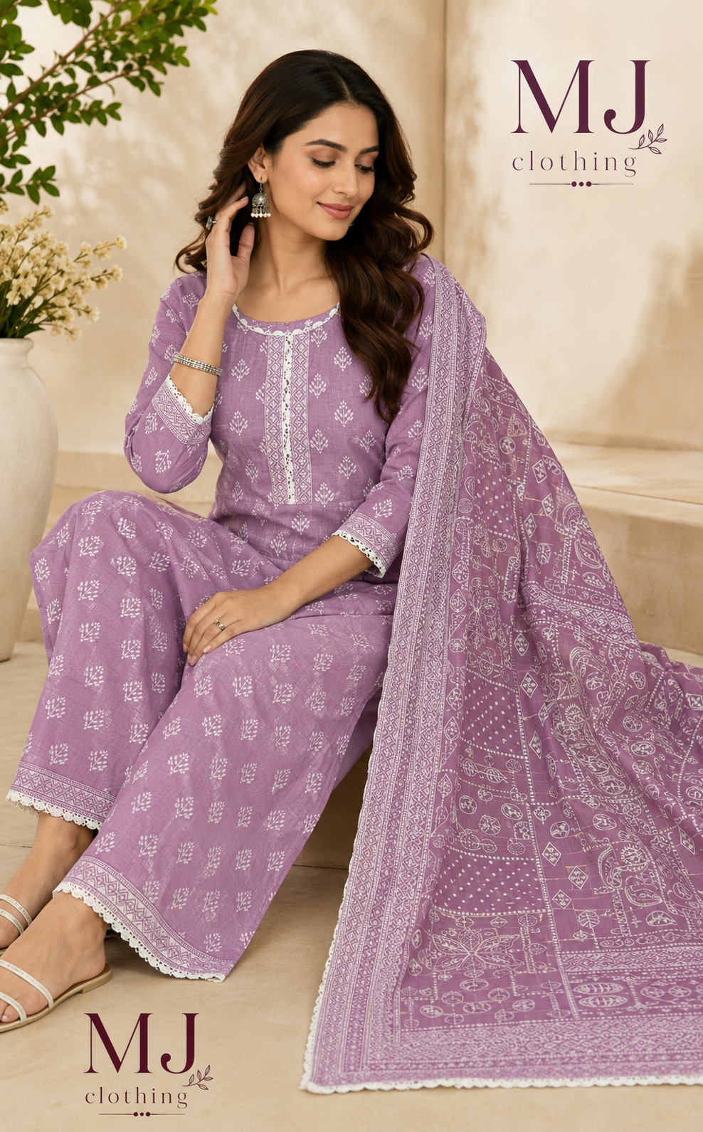 💜 Lavender Bloom – Ready to Wear 3 Piece Casual Suit