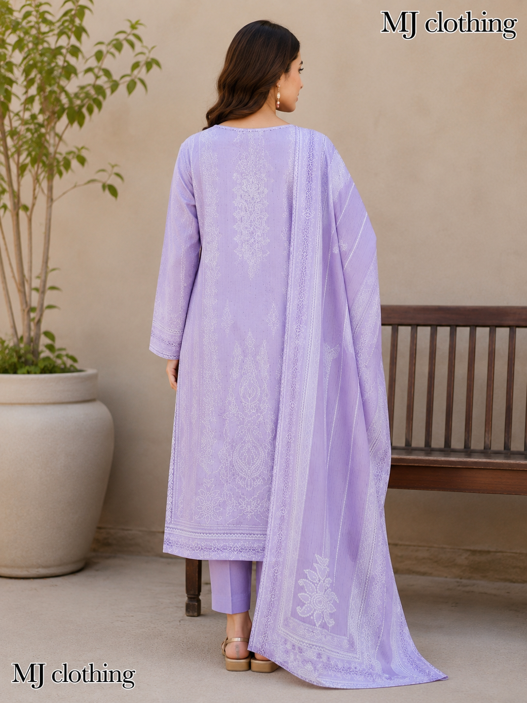 MJ Clothing | Luxury Lavender 3 Piece Stitched Suit – Premium Casual Wear Collection