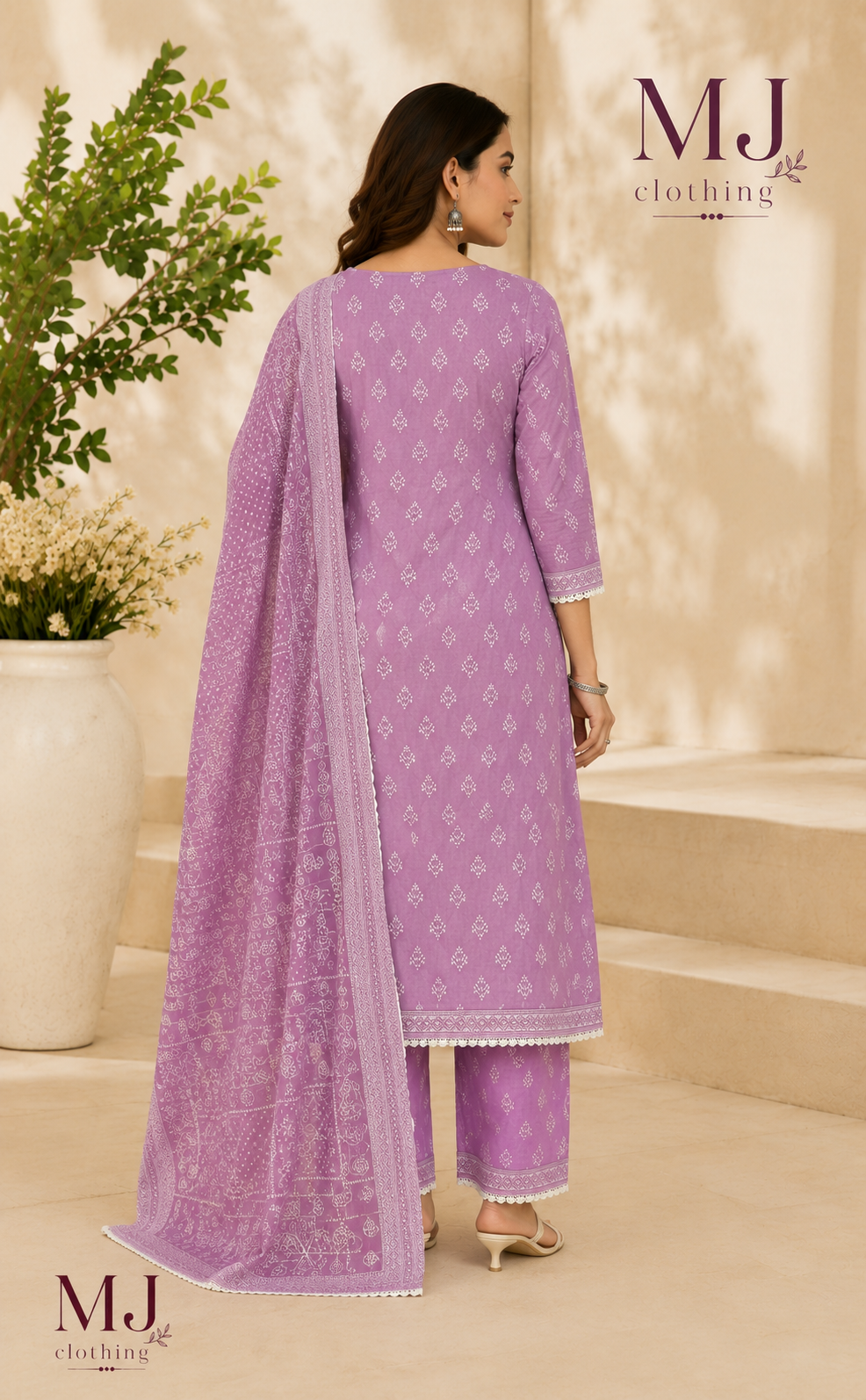 💜 Lavender Bloom – Ready to Wear 3 Piece Casual Suit