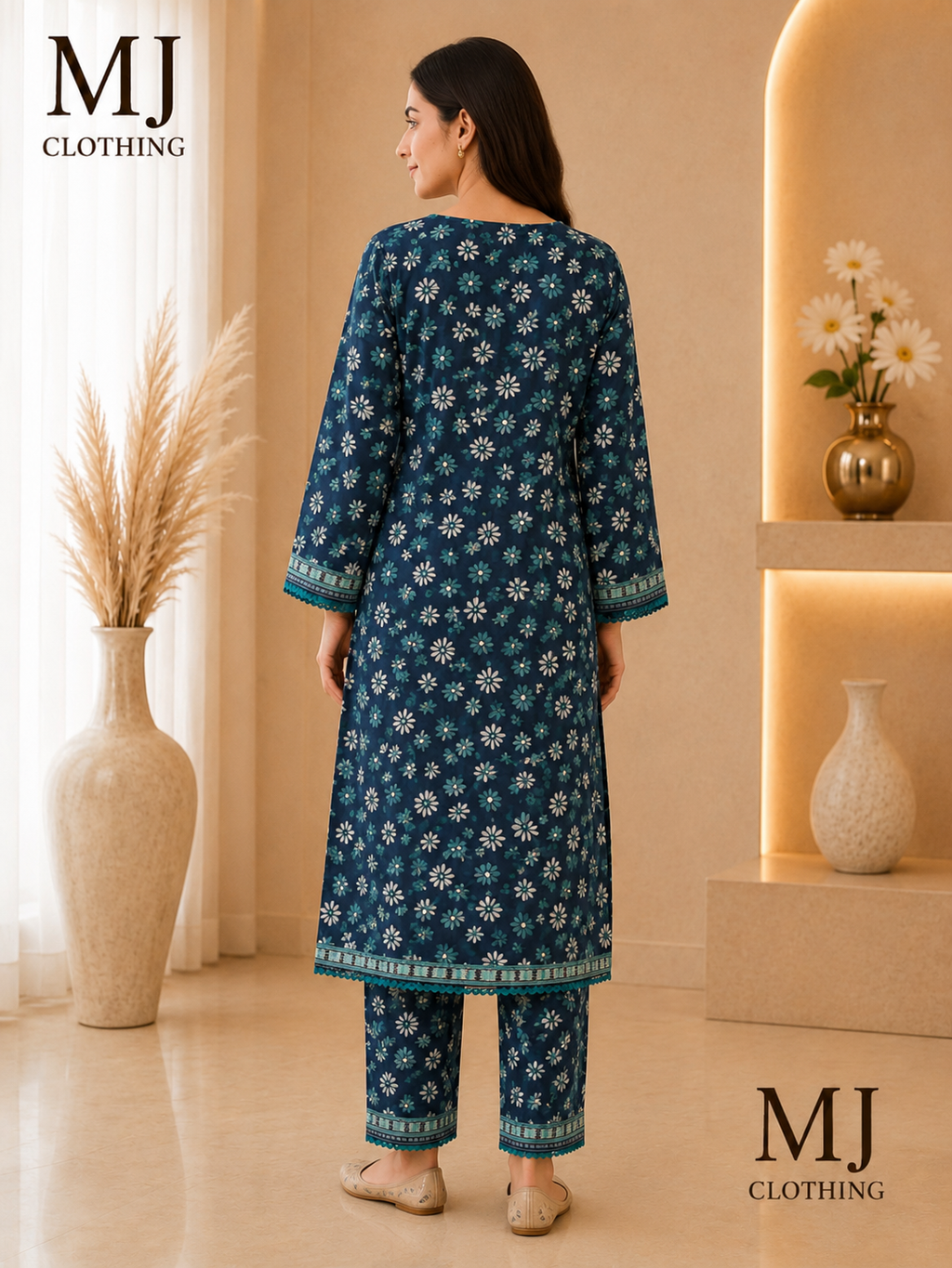 Midnight Daisy 2-Piece Printed Lawn Suit