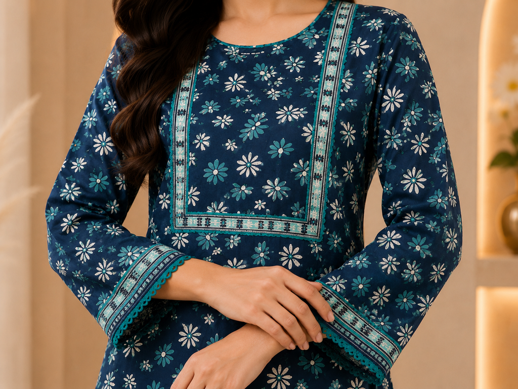 Midnight Daisy 2-Piece Printed Lawn Suit