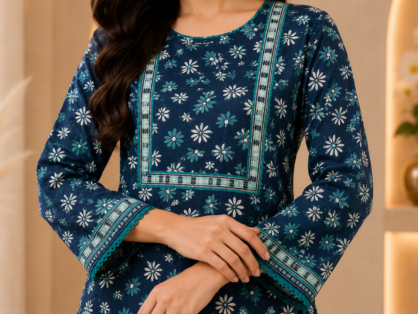 Midnight Daisy 2-Piece Printed Lawn Suit