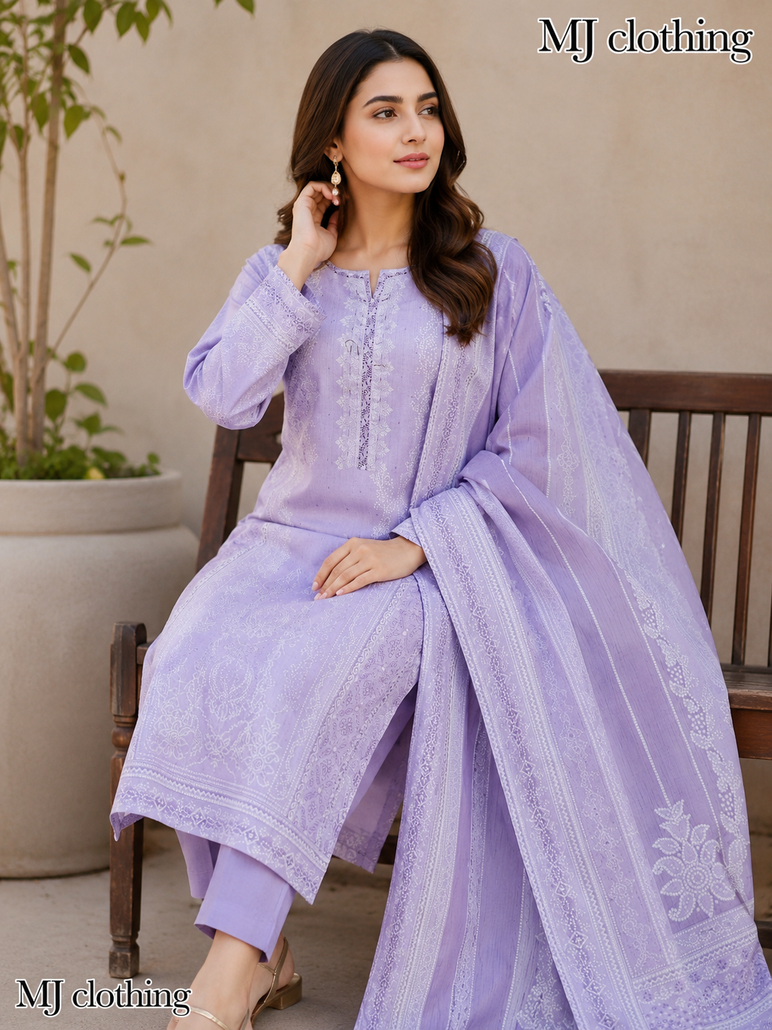 MJ Clothing | Luxury Lavender 3 Piece Stitched Suit – Premium Casual Wear Collection