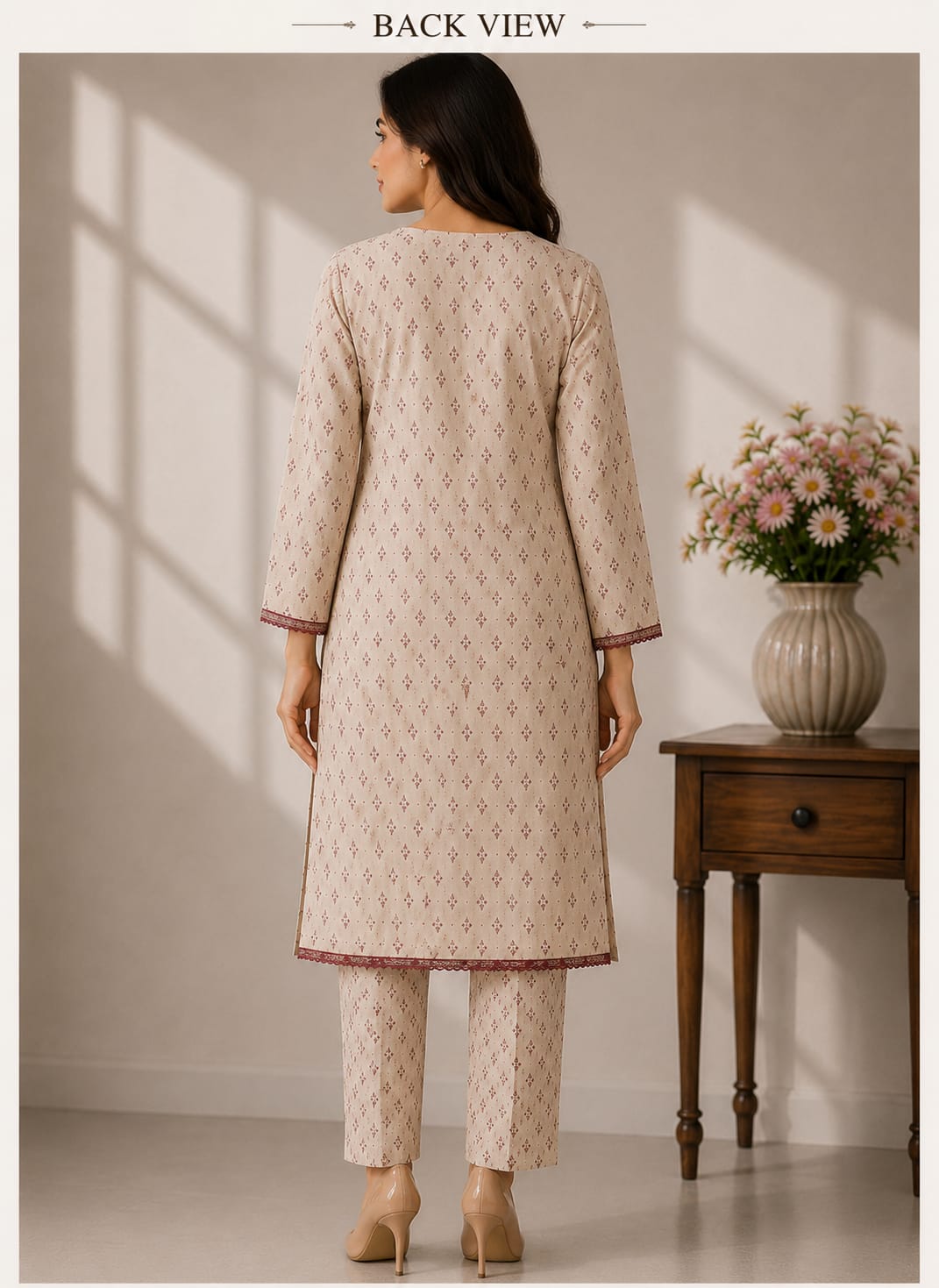 MJ Clothing Classic Beige Printed Co-Ord Set