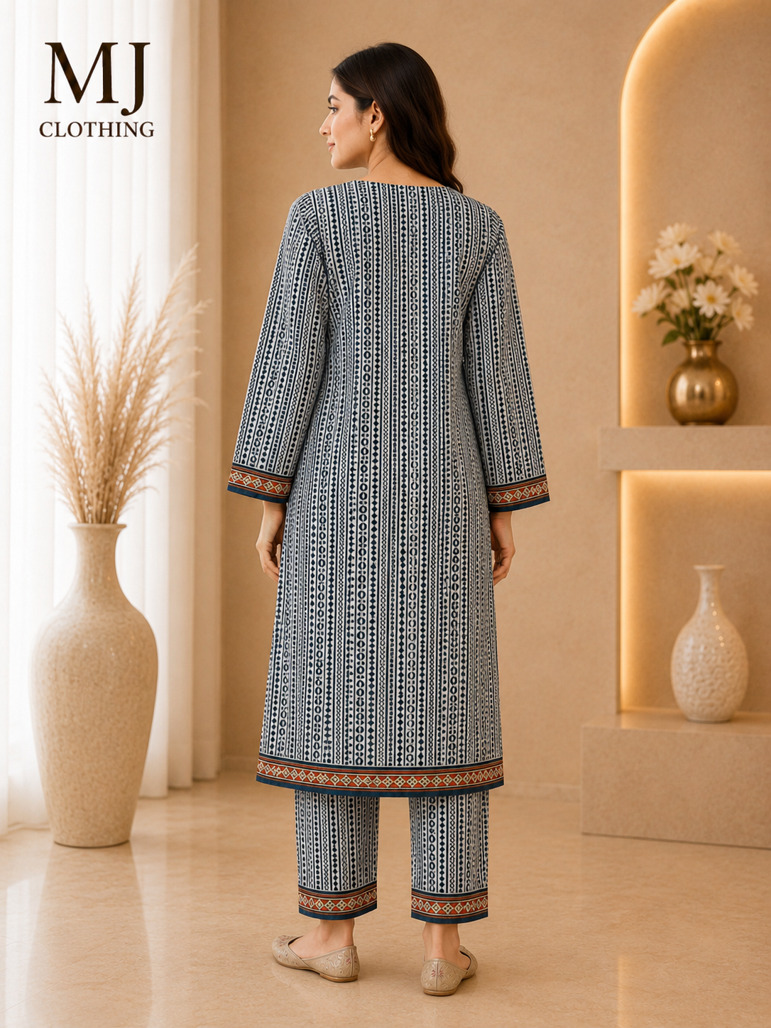 Bin Saeed Hit Article – Ivory Stripe 2-Piece Lawn Suit