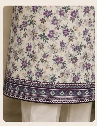 Purple Floral Premium Lawn 3 Piece Stitched Suit with Printed Dupatta | Casual Wear | MJ Clothing